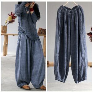 Linen Solid Color Zen Super Handsome And Fan Meditation Pants Bloomers