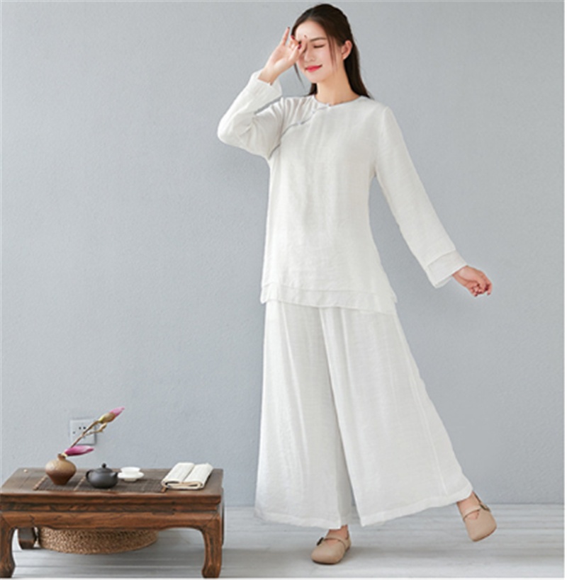 Women's Literary Fan Cotton and Linen Zen Clothing Two-piece Suit - Image 2