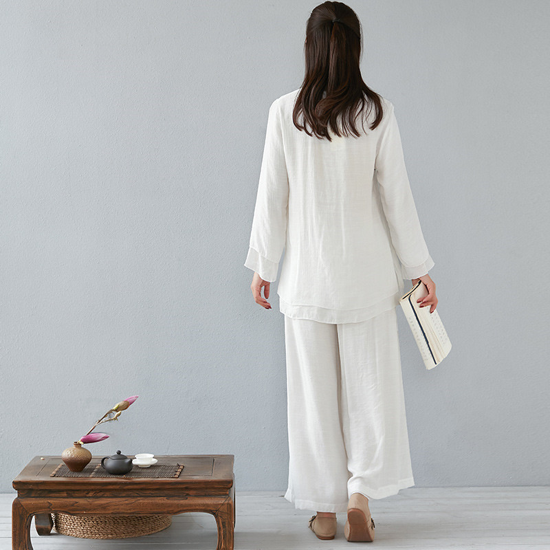 Women's Literary Fan Cotton and Linen Zen Clothing Two-piece Suit - Image 3