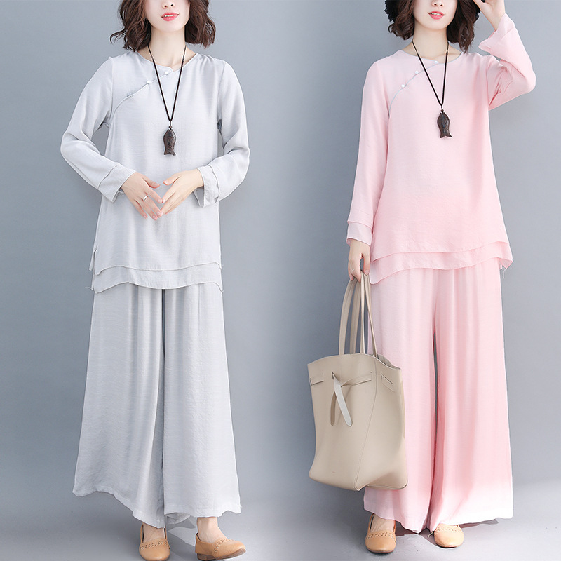 Women's Literary Fan Cotton and Linen Zen Clothing Two-piece Suit - Image 5