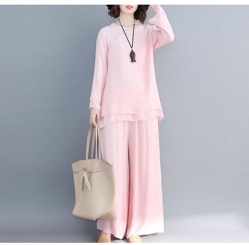 Women's Literary Fan Cotton and Linen Zen Clothing Two-piece Suit - Image 6