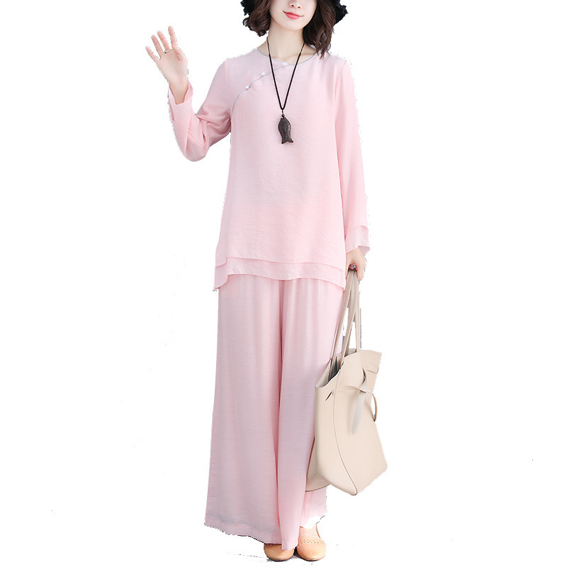 Women's Literary Fan Cotton and Linen Zen Clothing Two-piece Suit - Image 4