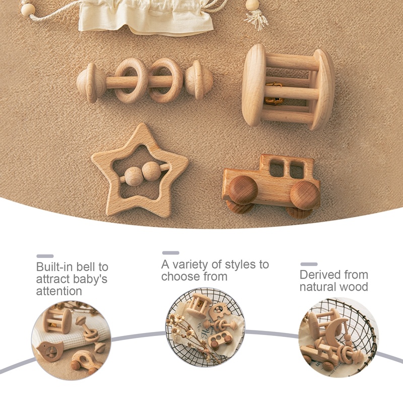 Ins Montessori Baby Baby Buggy Hand Rattle Toy Set - Image 9