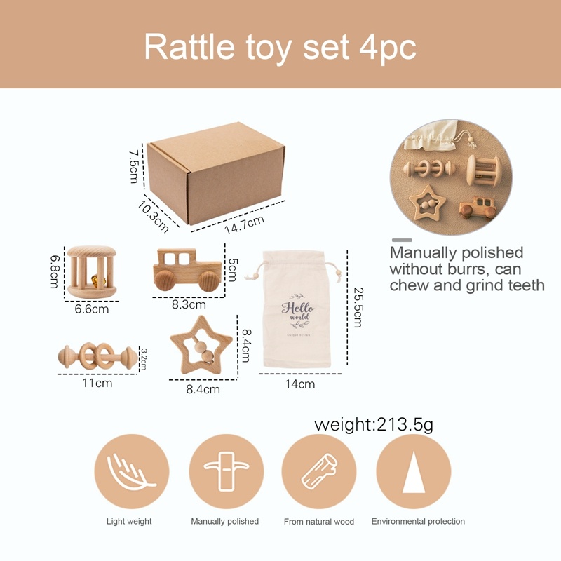 Ins Montessori Baby Baby Buggy Hand Rattle Toy Set - Image 4