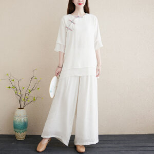 Women's Chinese Style Zen Cotton And Linen Cheongsam Suit