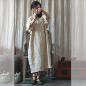 Large Size Loose Robe With Zen Clashing Hand Plate Buckle