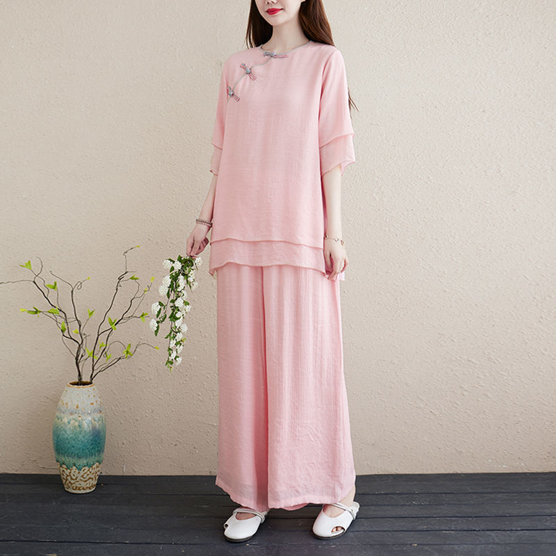 Women's Chinese Style Zen Cotton And Linen Cheongsam Suit - Image 2