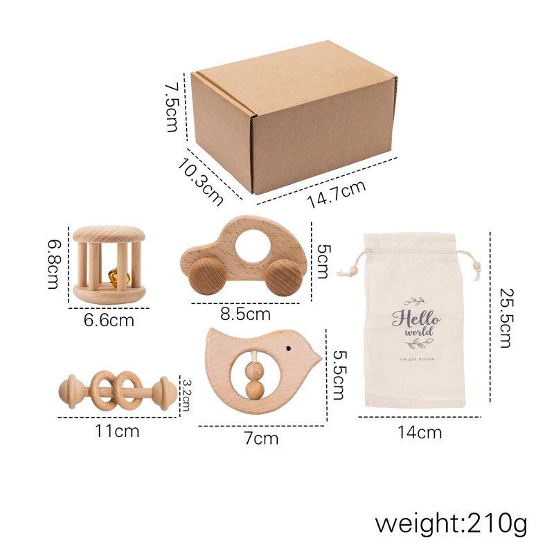 Ins Montessori Baby Baby Buggy Hand Rattle Toy Set - Image 5