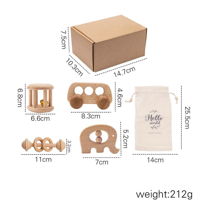 Ins Montessori Baby Baby Buggy Hand Rattle Toy Set - Image 3